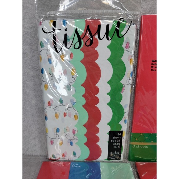 Lot Of Blueink Studios Christmas Tissue Paper Solid Red Blue Green Holiday - Picture 2 of 6